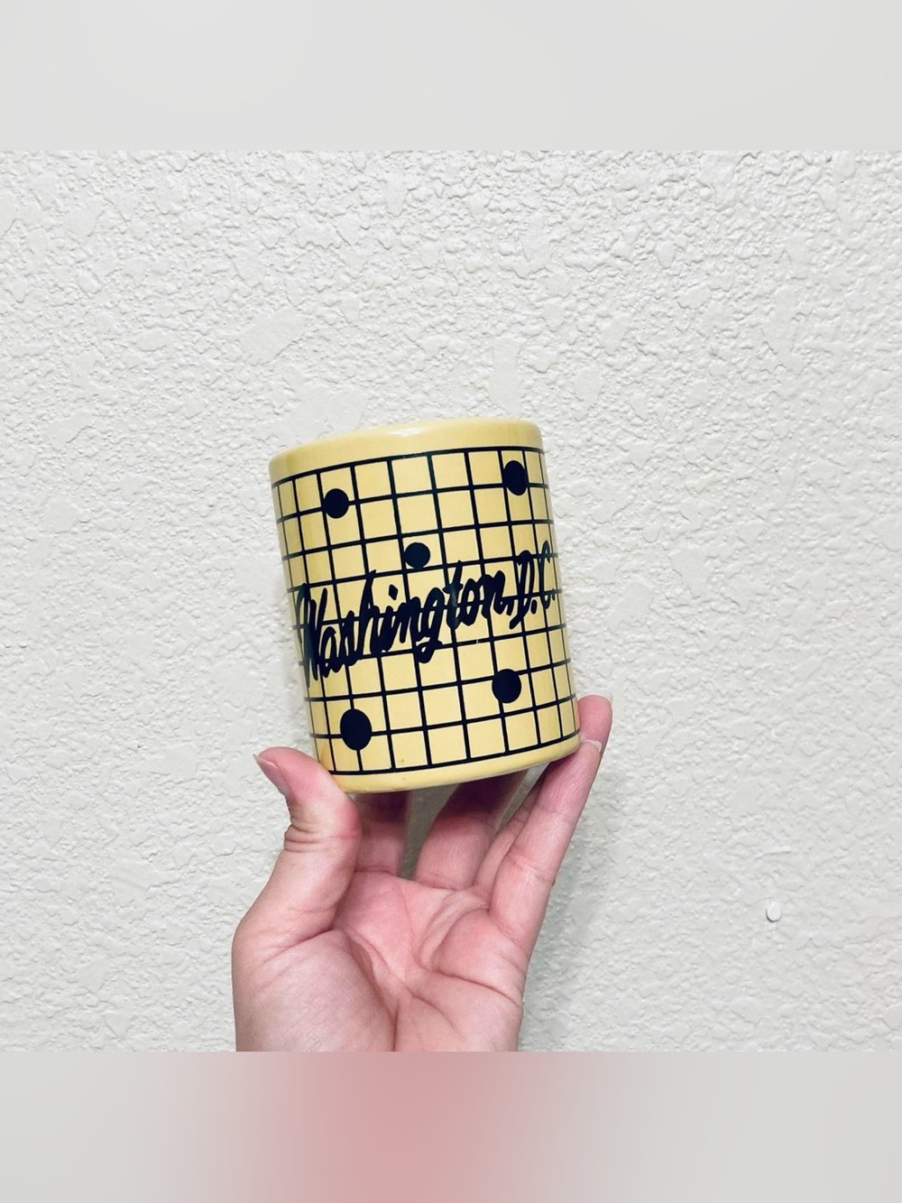 Vtg Retro Washington D.C. Souvenir Mug Ceramic Grid Eclectic Grandpa Hipster